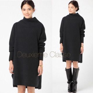 ドゥーズィエムクラス(DEUXIEME CLASSE)の極美品⭐️定価28080円、ドゥーズィエムクラス、ラム畦ハイネックワンピース(ひざ丈ワンピース)