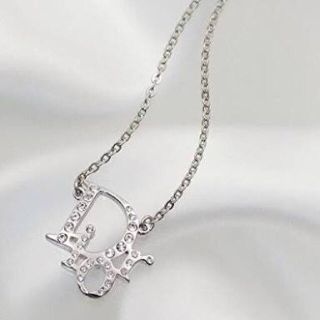 美品 ディオール バラ フラワー モチーフ シルバー金具 ネックレス アクセサリー 0262  Dior