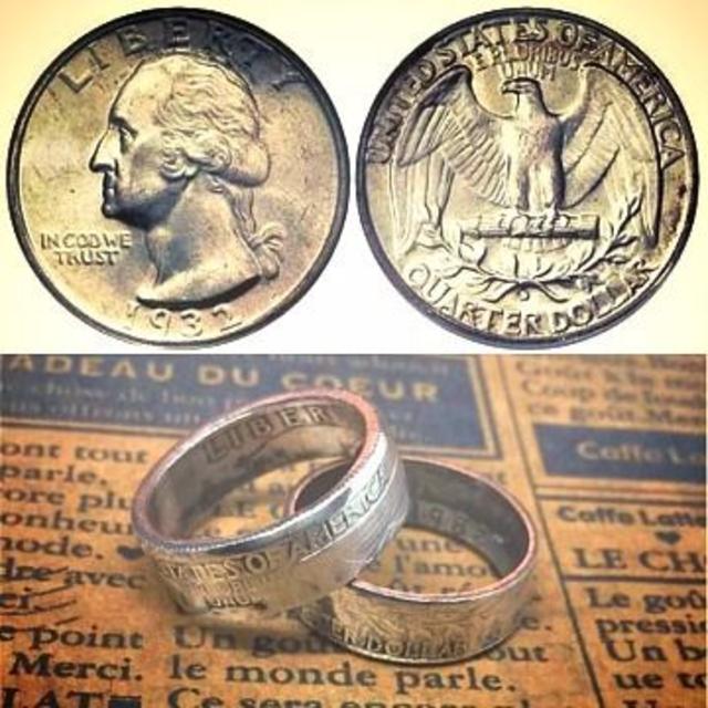 【本物コイン】コインリング クォーターダラー メンズのアクセサリー(リング(指輪))の商品写真