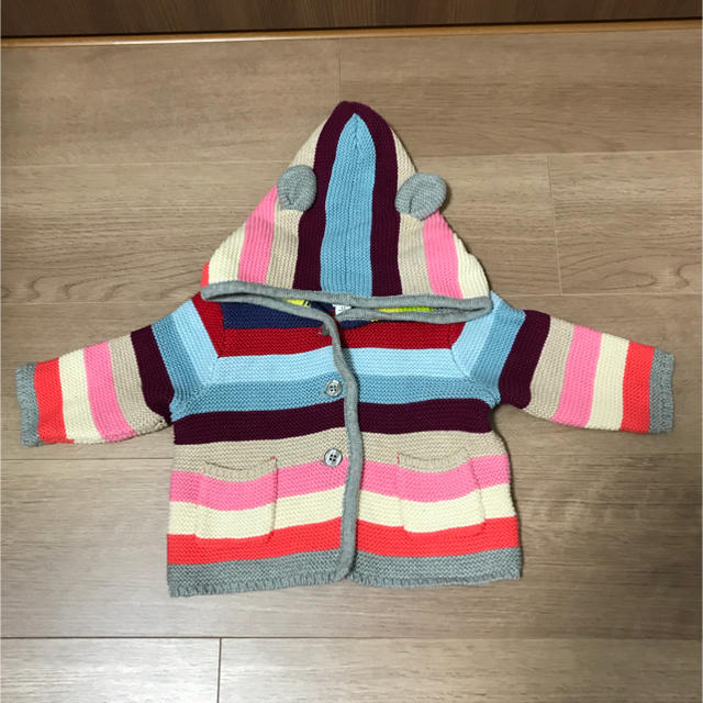 babyGAP(ベビーギャップ)の美品！ GAP カーディガン くま耳 ボーダー 60㎝ キッズ/ベビー/マタニティのベビー服(~85cm)(カーディガン/ボレロ)の商品写真