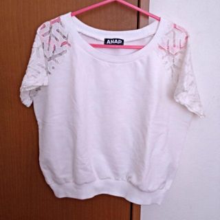 アナップ(ANAP)のANAPショート丈レーススリーブtops(Tシャツ(半袖/袖なし))