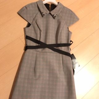 ザラ(ZARA)のZARA♡ビジュー襟つきワンピース(ミニワンピース)