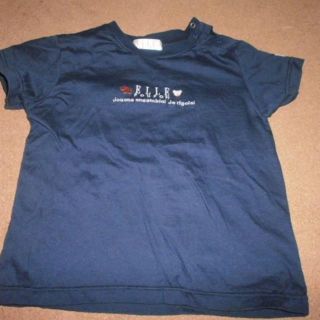 エル(ELLE)のフーセンウサギ ELLE エル 半袖Tシャツ 男女兼用 100 黒 クマ刺繍(Tシャツ/カットソー)