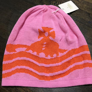 ヴィヴィアンウエストウッド(Vivienne Westwood)の新品タグ付 ビビアンウエストウッド ニット帽 ピンク色(ニット帽/ビーニー)
