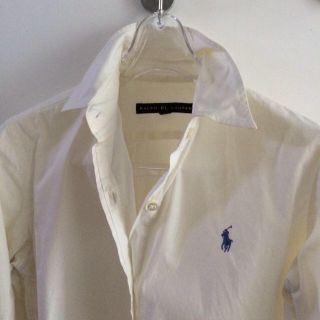 ラルフローレン(Ralph Lauren)のラルフ☆水色ポニーストレッチ白シャツ(シャツ/ブラウス(長袖/七分))