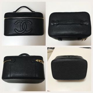 CHANEL - シャネル バニティバッグ バニティポーチ黒キャビアスキンの