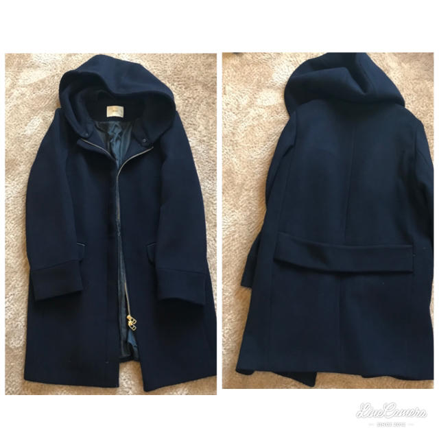 IENA 二重織りシャルムフードコクーンコート 2017aw   紺38ジャケット/アウター