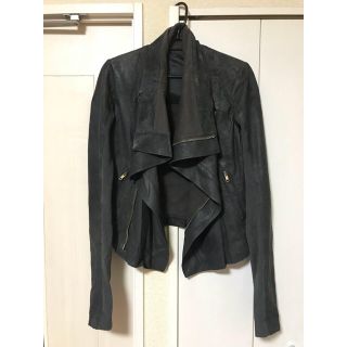 リックオウエンス(Rick Owens)のRICK OWENS リックオウエンス カウルネックレザージャケット 40(ライダースジャケット)