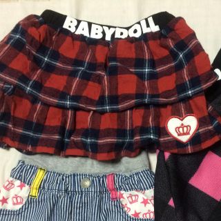 ベビードール(BABYDOLL)の【まゆ様専用】赤チェックスカート120(スカート)