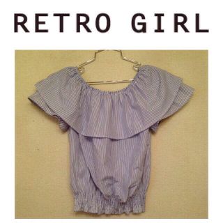 レトロガール(RETRO GIRL)のストライプ オフショルシャツ(シャツ/ブラウス(半袖/袖なし))