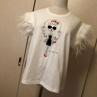 ニーナミュウ(Nina mew)のNinamew  フェザー付きTシャツ(Tシャツ(半袖/袖なし))