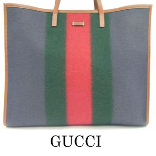 グッチ(Gucci)の美品 グッチ トートバッグ フェルト グレー シェリーライン 大き目 155(その他)