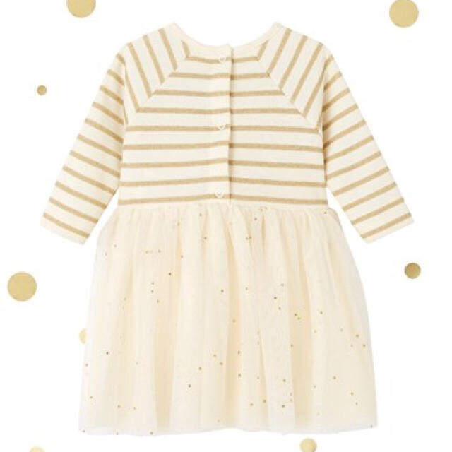 PETIT BATEAU(プチバトー)のSALE☆36m プチバトー ラメマリニエールチュール切替ワンピース キッズ/ベビー/マタニティのキッズ服女の子用(90cm~)(ワンピース)の商品写真