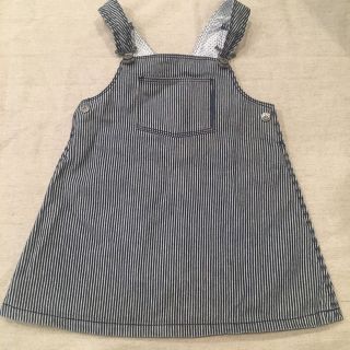 プチバトー(PETIT BATEAU)の2〜3回着用 プチバトー ヒッコリー デニムワンピース 90(ワンピース)