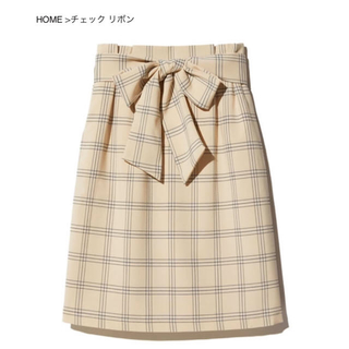 グレイル(GRL)の共リボンチェックタイトスカート(ひざ丈スカート)