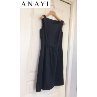 アナイ(ANAYI)の美品アナイ♡ノースリーブネイビーワンピース 濃紺(ひざ丈ワンピース)