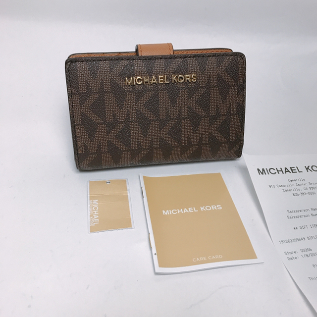 マイケルコースMICHAEL KORS MK柄 ブラウン 折り財布 新品 - bifoc.com
