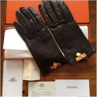 エルメス(Hermes)の極美品★HERMES/エルメス/ 手袋 Soya 黒 6.5 カデナ チャーム(手袋)