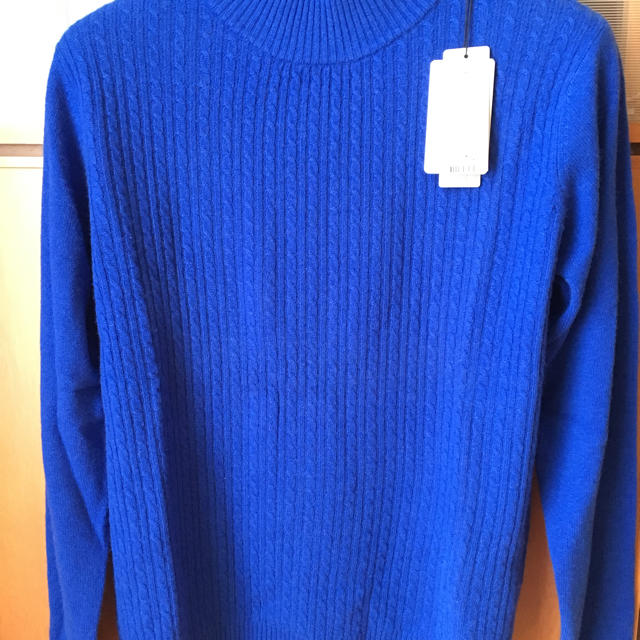 髙島屋(タカシマヤ)の新品 カシミヤ100％ ハイネックセーター ブルー レディースのトップス(ニット/セーター)の商品写真