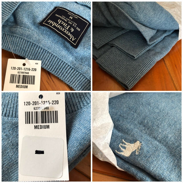 Abercrombie&Fitch(アバクロンビーアンドフィッチ)の新品未使用タグ付きAbercrombie&Fitchワンポイント刺繍ウールニット メンズのトップス(ニット/セーター)の商品写真