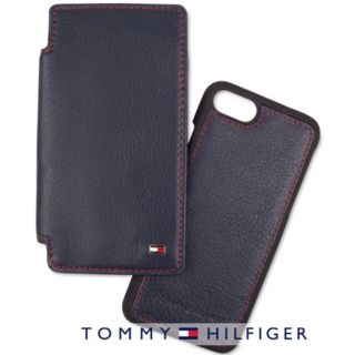 トミーヒルフィガー(TOMMY HILFIGER)のしぽぽ様専用★トミーヒルフィガー本革製iPhone7/8用手帳型ケース ネイビー(iPhoneケース)