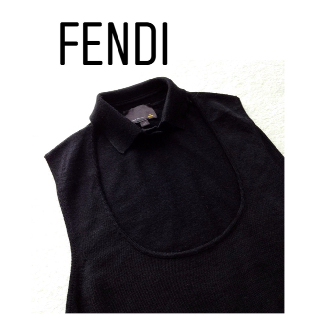 FENDI 正規品　ウールシルク 小襟 ニット ブラック　フェンディのサムネイル