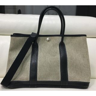 エルメス(Hermes)の【エルメス HERMES】 ガーデンパーティTPM トワルアッシュ グレー×黒(ハンドバッグ)