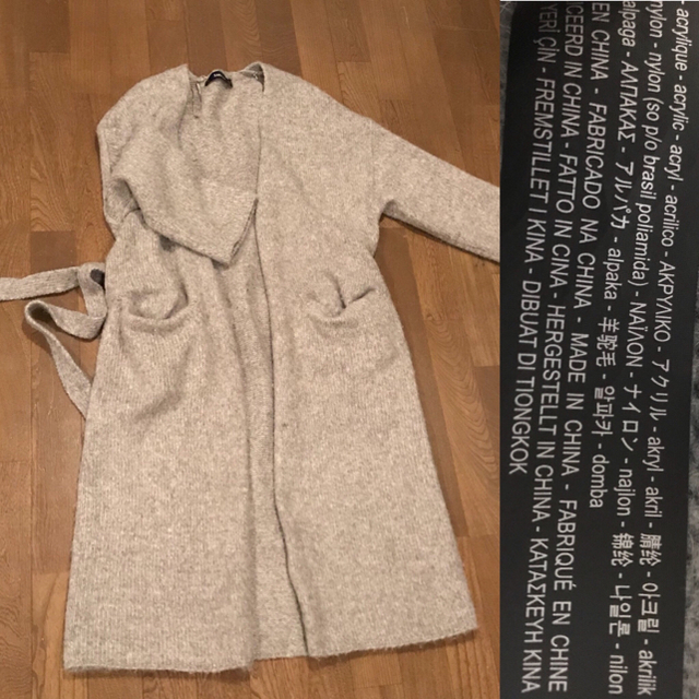 ZARA(ザラ)のzara アルパカ混ロングカーディガン グレー  レディースのトップス(カーディガン)の商品写真