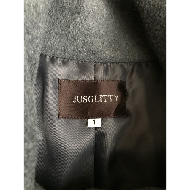 JUSGLITTY(ジャスグリッティー)のJUSGLITTY ジャスグリッティー アンゴラ ショートコート グレー レディースのジャケット/アウター(ピーコート)の商品写真