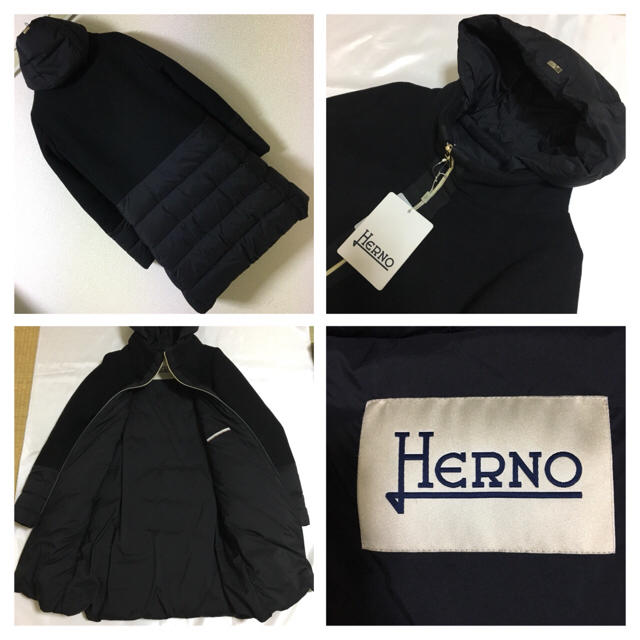 HERNO(ヘルノ)の◆新品同様◆HERNO ヘルノ◆ダウン コート 切替 セパレート フード S 黒 レディースのジャケット/アウター(ダウンコート)の商品写真