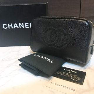 シャネル(CHANEL)のCHANEL キャビアスキン/カメリアポーチ2点セカンドバッグ シャネル(ポーチ)