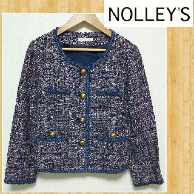 NOLLEY'S(ノーリーズ)の購入36000円 NOLLEY'S ノーリーズ ファンシーツィードジャケット レディースのジャケット/アウター(ノーカラージャケット)の商品写真