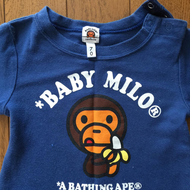 A BATHING APE(アベイシングエイプ)のBABYMILO 長そでロンパース キッズ/ベビー/マタニティのベビー服(~85cm)(ロンパース)の商品写真