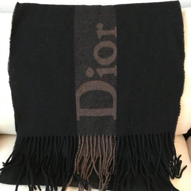 Dior(ディオール)の【美品】ディオール マフラー 黒 ベージュ 定番 レディースのファッション小物(マフラー/ショール)の商品写真