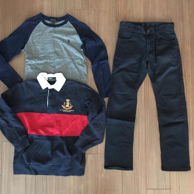 Ralph Lauren(ラルフローレン)のラルフローレンシャツ2枚&EDWINパンツ150㎝ キッズ/ベビー/マタニティのキッズ服男の子用(90cm~)(Tシャツ/カットソー)の商品写真