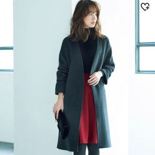 ユニクロ(UNIQLO)のダブルフェイス ノーカラーコート UNIQLO(ロングコート)