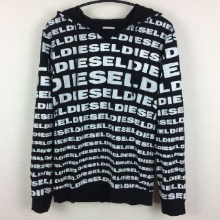 ディーゼル(DIESEL)の美品 DIESEL ディーゼル 長袖パーカー 薄手 総柄 ブラック サイズM(パーカー)