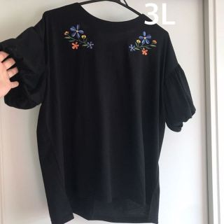 アベイル(Avail)の新品 3L 後ろがリボンの花柄刺繍トップス(その他)