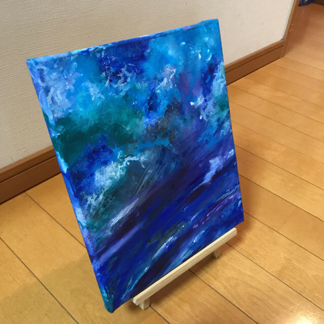 アクリル 水彩画 アブストラクト blue エンタメ/ホビーの美術品/アンティーク(絵画/タペストリー)の商品写真