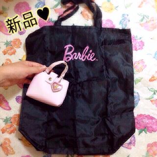 バービー(Barbie)の新品】Barbie♥︎黒ビニールバック(エコバッグ)