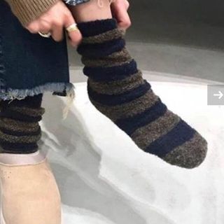 アパルトモンドゥーズィエムクラス(L'Appartement DEUXIEME CLASSE)の新品●Border Sox●ネイビー(ソックス)