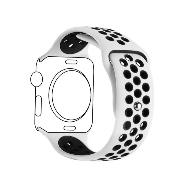 Apple Watch Band シリカゲルバンド (42MM, 白/黒) メンズの時計(ラバーベルト)の商品写真