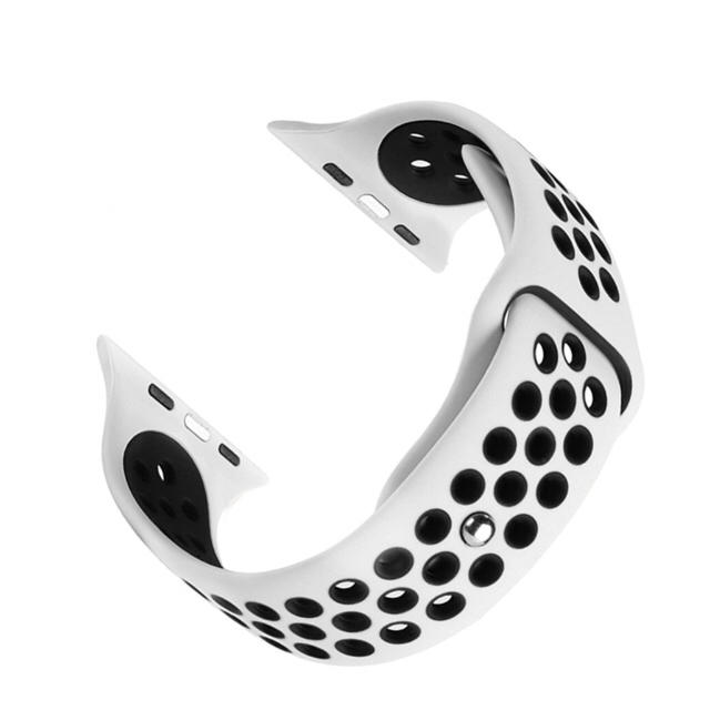 Apple Watch Band シリカゲルバンド (42MM, 白/黒) メンズの時計(ラバーベルト)の商品写真