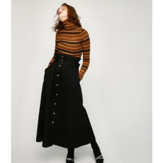 マウジー(moussy)のmoussy 【FRONT BUTTON LONG SKIRT】BLK 0(ロングスカート)