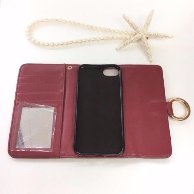 バレンタインセール　真鍮リングスエード手帳型スマホケース iPhone6/7/8 スマホ/家電/カメラのスマホアクセサリー(iPhoneケース)の商品写真