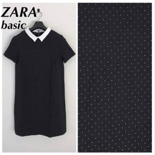 ザラ(ZARA)の美品♦︎ZARA BASIC ドット柄 ワンピース 袖あり レディース S(ミニワンピース)