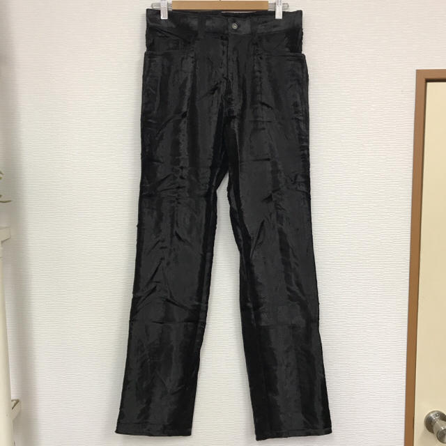 MONSIEUR NICOLE(ムッシュニコル)のムッシュニコル ベロア カジュアル ドレス パンツ ウロコ柄 ヘビ柄 ブラック メンズのパンツ(スラックス)の商品写真