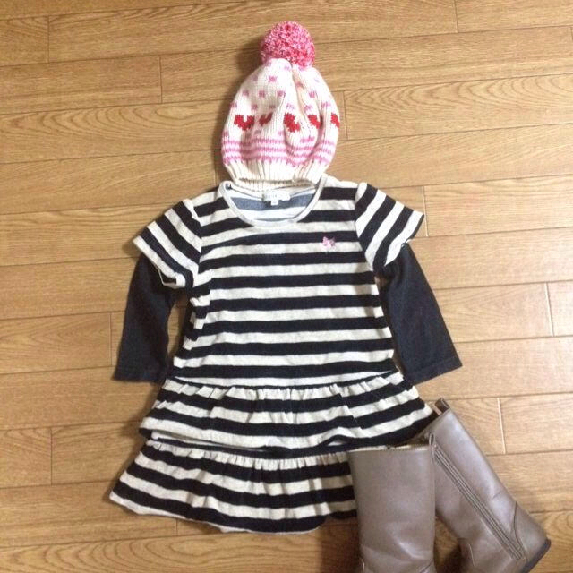 3can4on(サンカンシオン)のボーダーワンピ♡100cm キッズ/ベビー/マタニティのキッズ服女の子用(90cm~)(その他)の商品写真