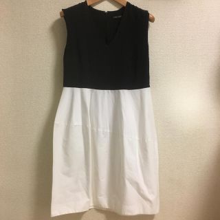 バーニーズニューヨーク(BARNEYS NEW YORK)の【超美品】【stripe様専用】YOKO CHANバイカラーワンピース(ひざ丈ワンピース)