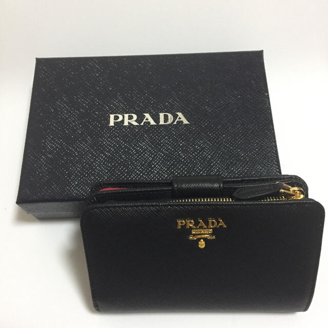 PRADA - プラダ サフィアーノレザー バイカラー 折財布 ブラック♪新品